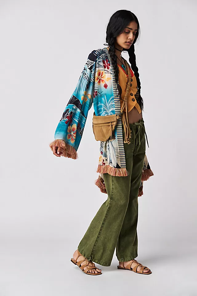 Juana Print Fringe Kimono Multi