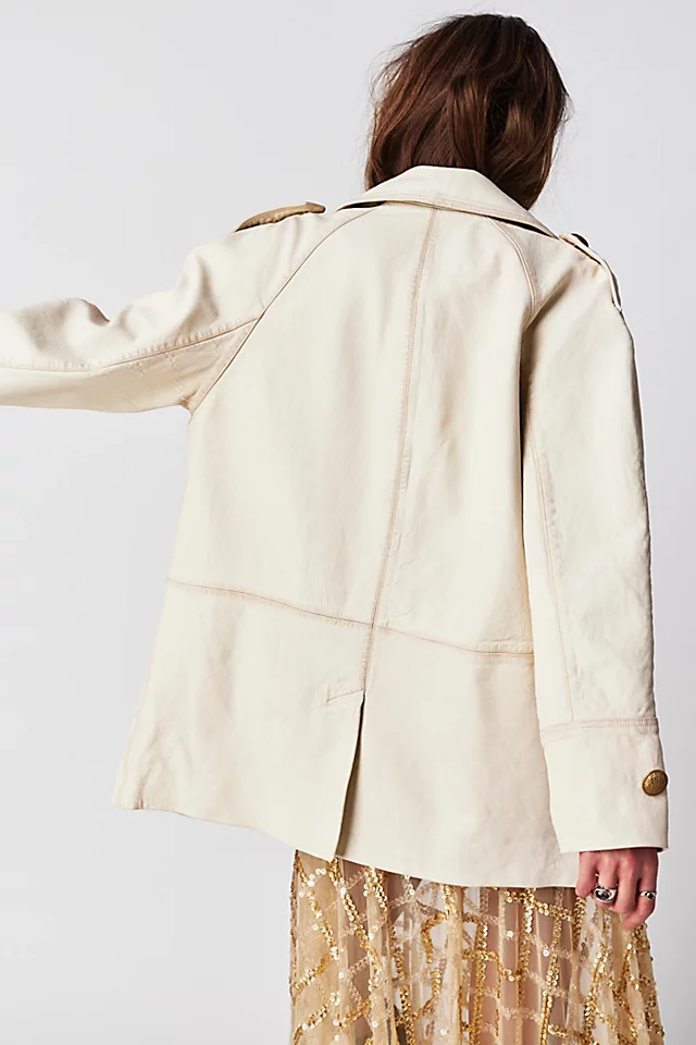 Top Notch Leather Pea Coat Conch