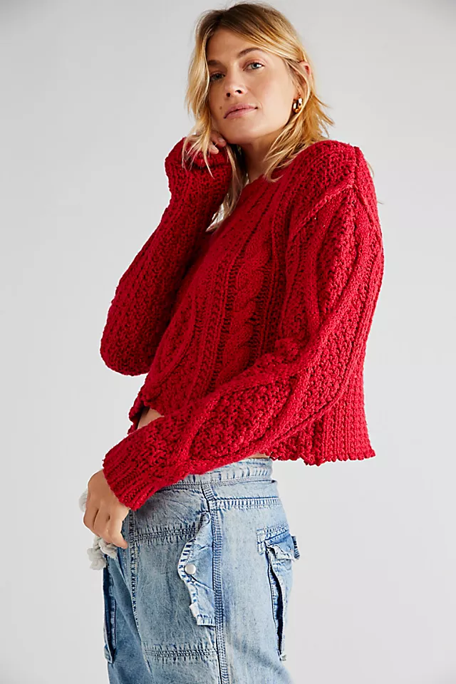 Cutting Edge Cable Pullover Cranberry