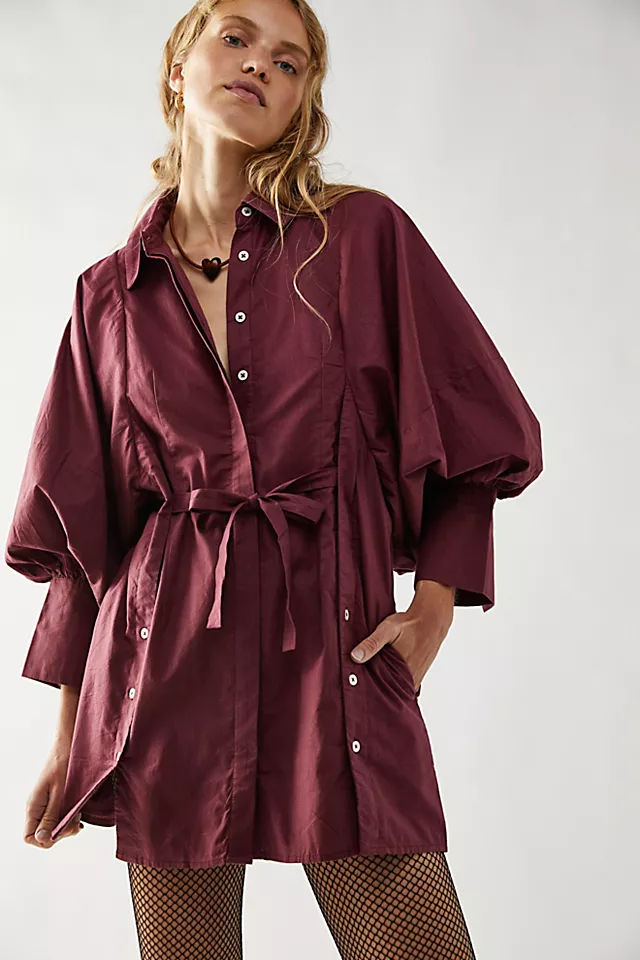 Christi Shirtdress Washed Maroon