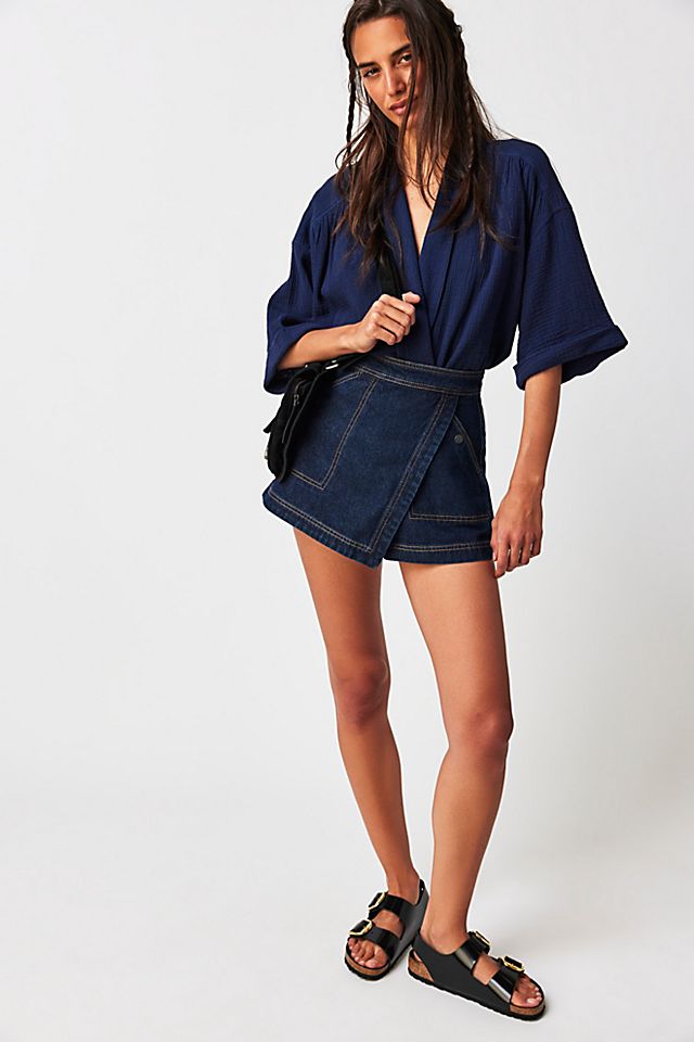Shona Joy Rita Wrap Detail Skort Deep Indigo
