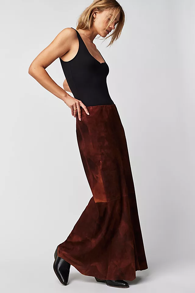 Nigel Preston Hand-Painted Ankle Skirt Brown