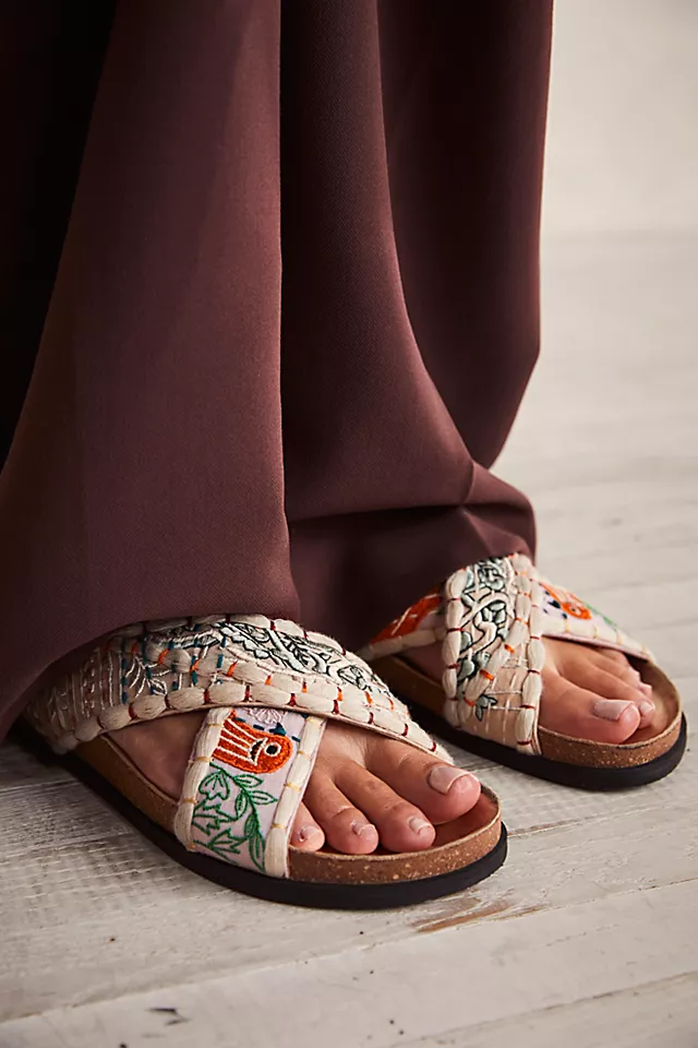 Wildflowers Crossband Sandals Patched Kantha