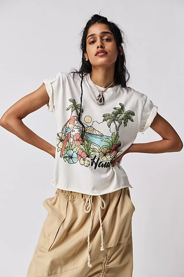 Hawaii Crop Tee Antique White