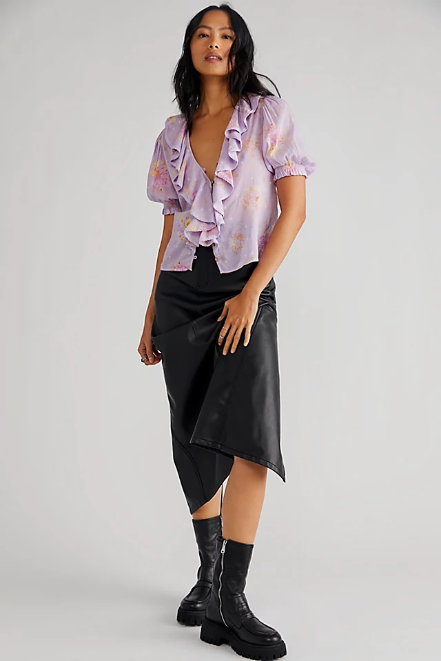 SPELL Lei Le Frill Short Sleeve Lavender Floral