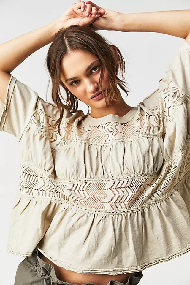 We The Free Shirred To Perfection Tee Morning Oat