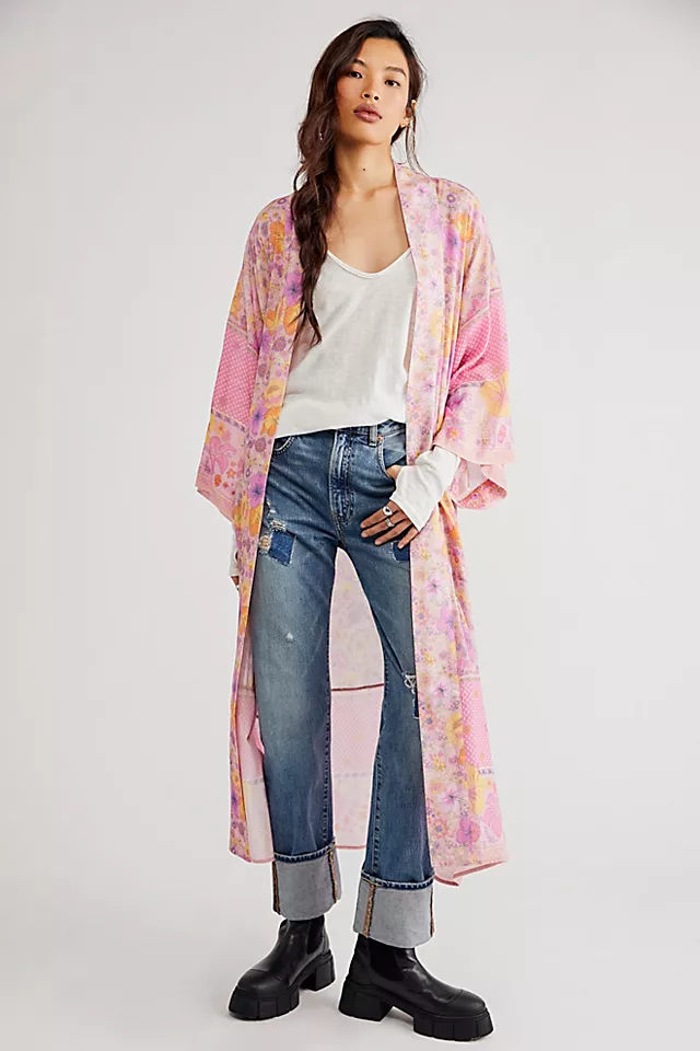 Hibiscus Lane Maxi Kimono Musk