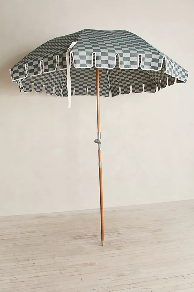Premium Beach Umbrella Green Check