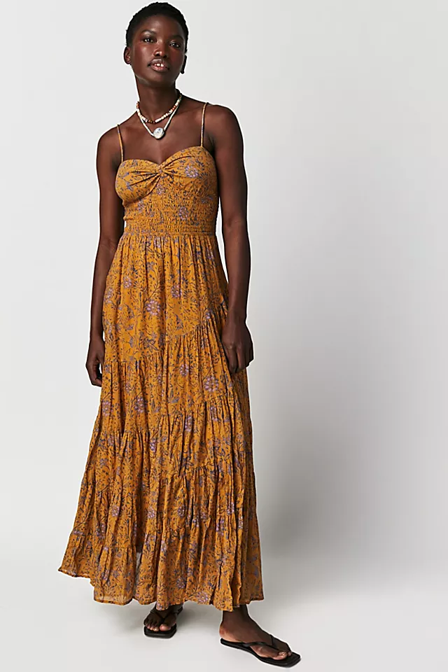 Sundrenched Printed Maxi Dress Dusty Olive Combo