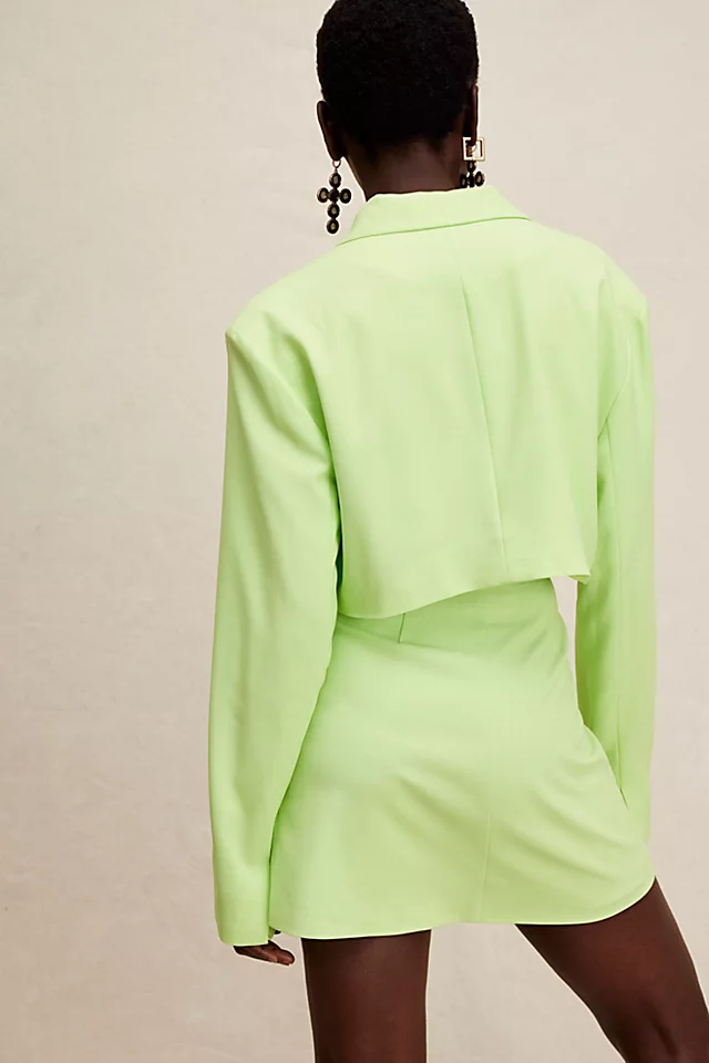 WeWoreWhat Cropped Blazer Suit Set Sharp Green