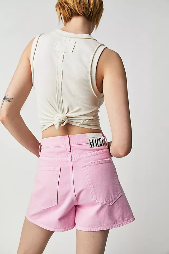 MOTHER Snacks! High-Waisted Savory Shorts Pink Lady