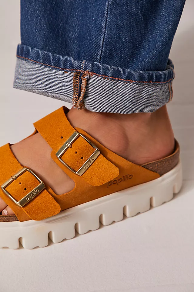 Arizona Chunky Birkenstock Sandals Apricot Suede