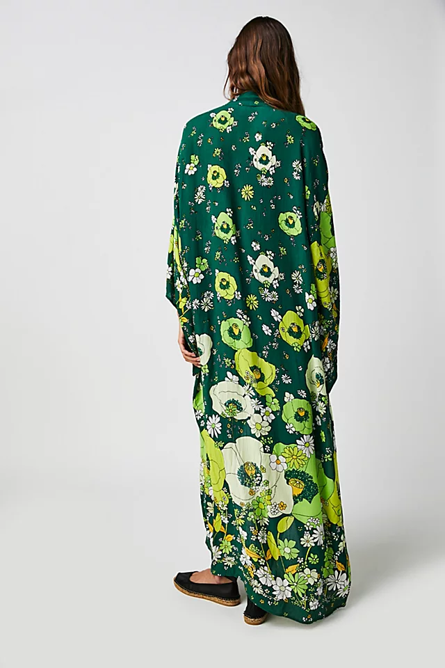 Hidden Hills Maxi Kimono Green