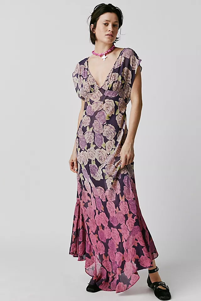 Rose Garden Maxi Dress Violet Combo