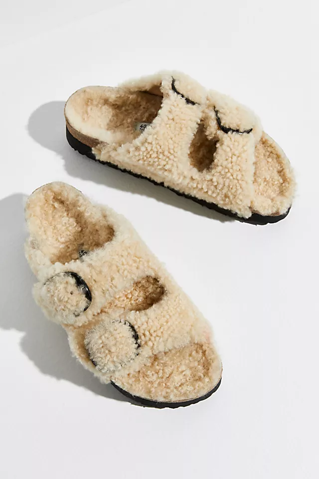 Arizona Teddy Shearling Birkenstock Sandals Eggshell