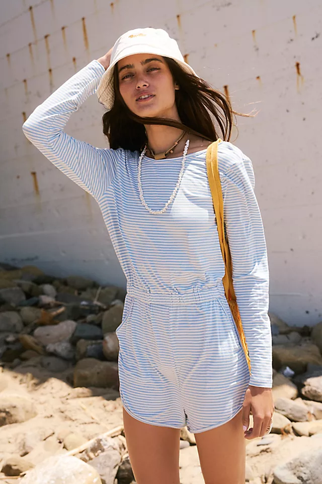 Yvette Striped Romper Chambray