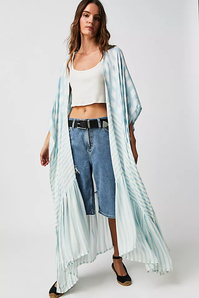 Kenna Ruffle Kimono Powder Blue