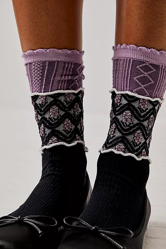 La Boheme Socks Ivory / Purple