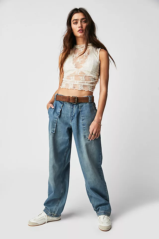 Maeve Low-Slung Oversized Jeans Stardust