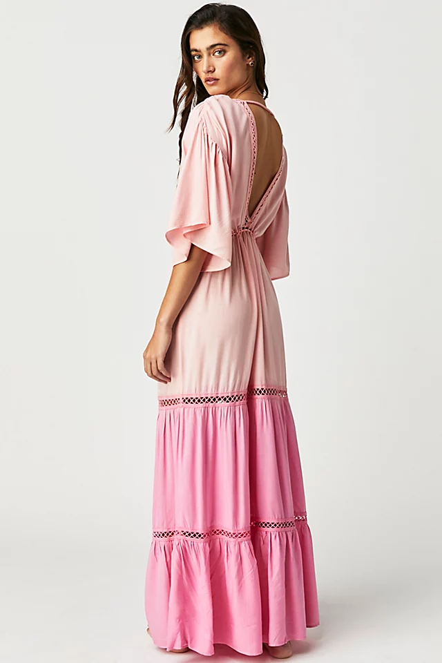 Blue Mist Maxi Dress Ombre Coral