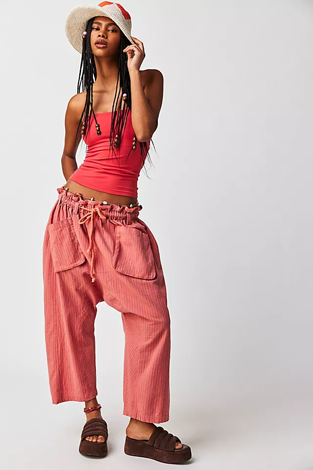 Runyon Oversized Stripe Pants Coral Combo