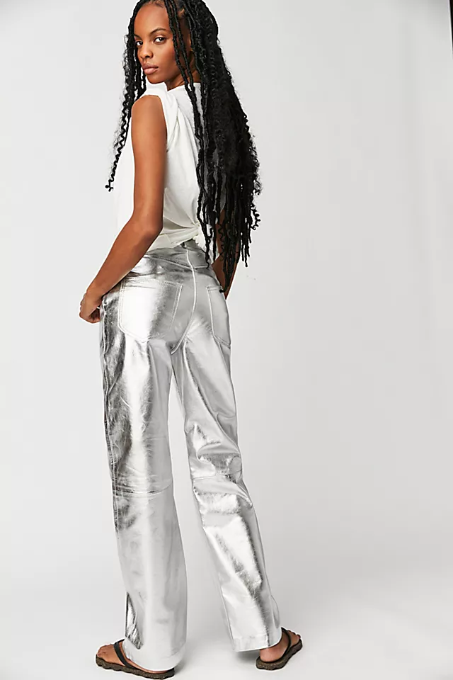 Jodie Straight-Leg Pants Silver