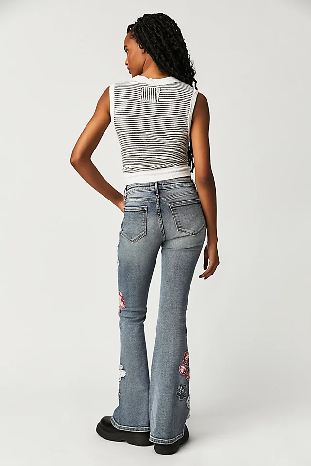 Driftwood Farrah Embroidered Flare Jeans American Bandstand