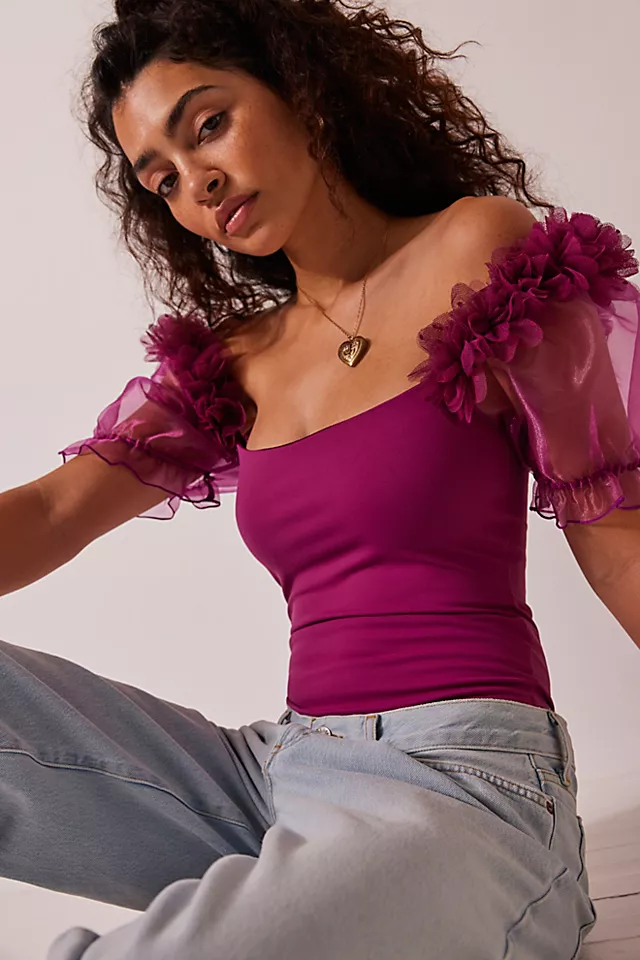 Pretty Petals Bodysuit Magenta Haze