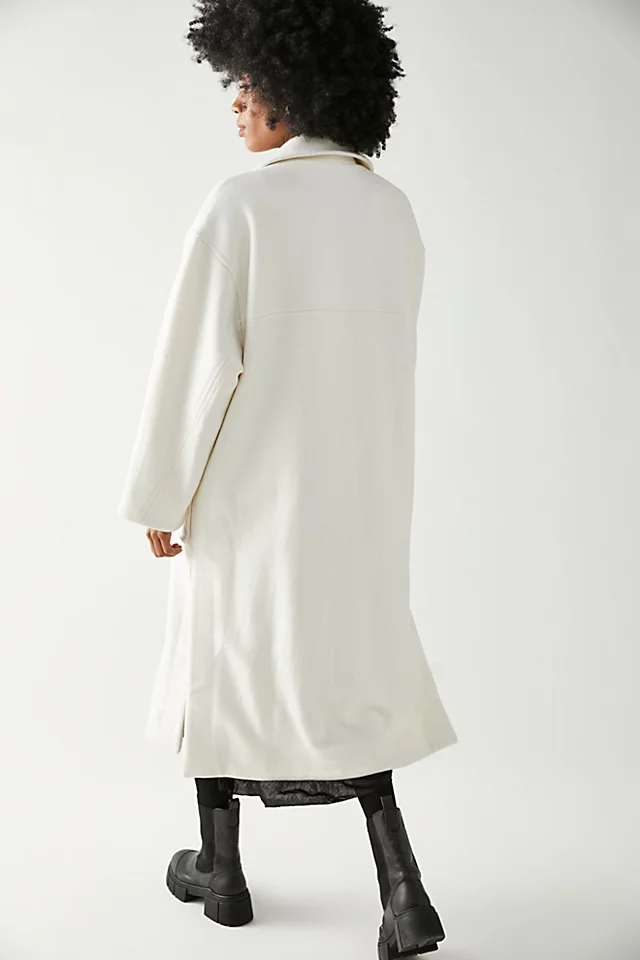 Shona Joy Olivier Long Wool Coat Cream