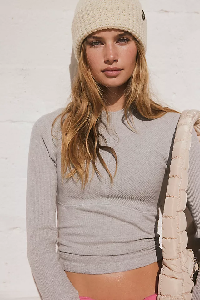 Laura Long Sleeve Rib Top Heather Grey