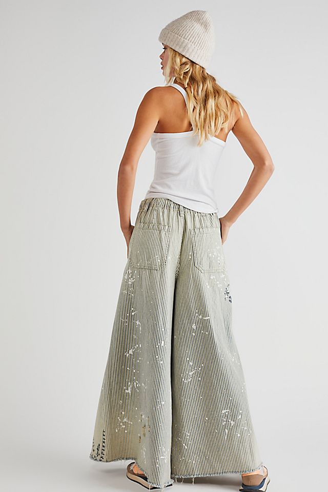 Clover Wide-Leg Pants Sun Printed Railroad