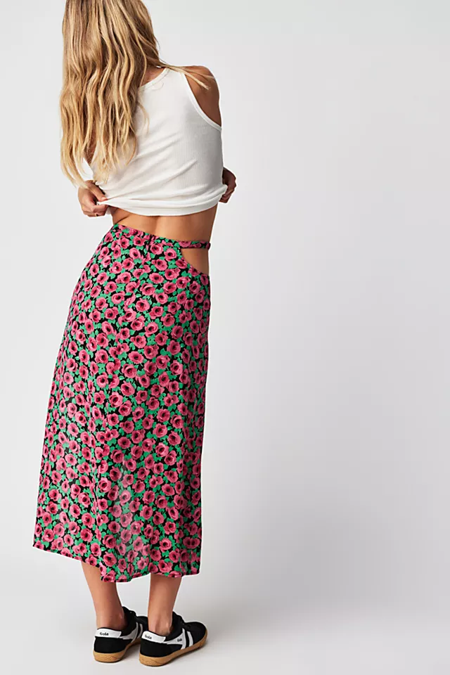 For Love & Lemons Barolo Midi Skirt Red