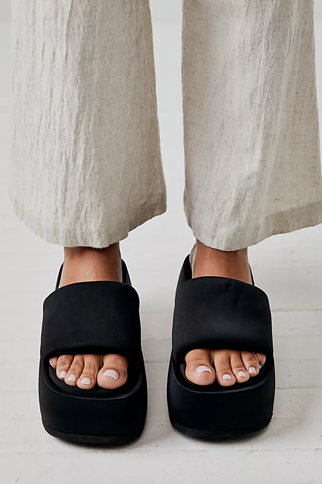 Y2k Puffy Platform Sandals Black Neoprene