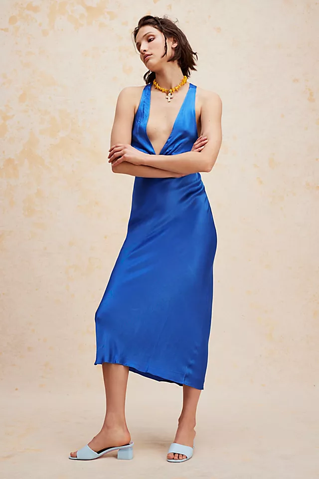 Shona Joy Oliviera Cross Back Midi Dress Strong Blue