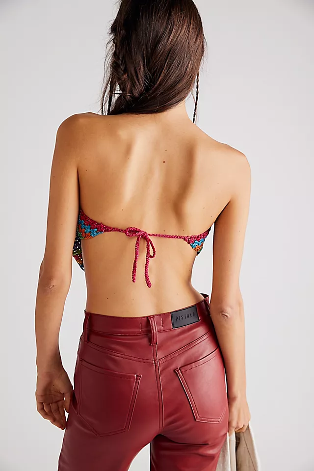 Rose Carmine Tube Top Stripe Rainbow