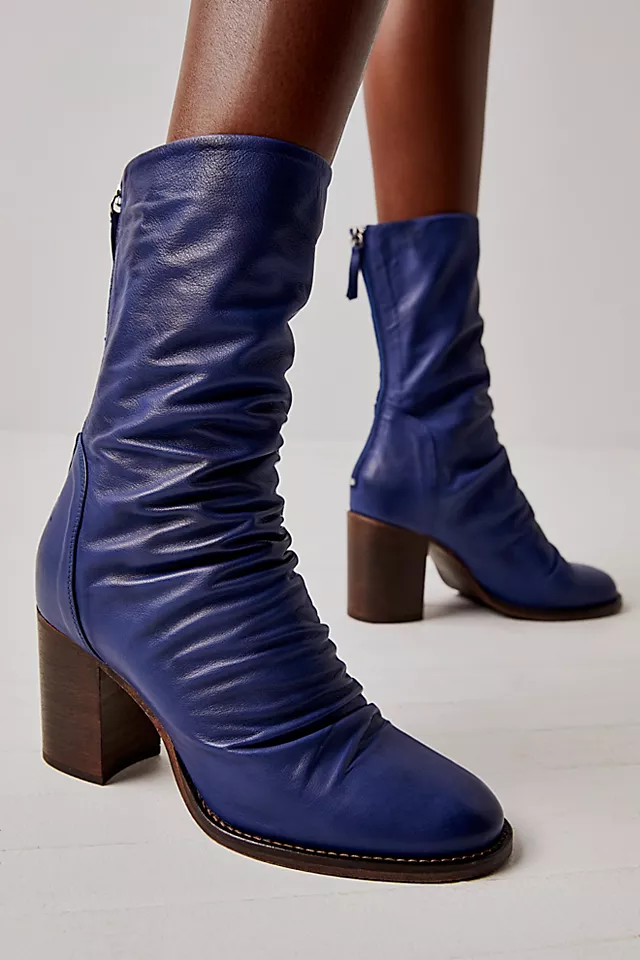 Elle Block Heel Boots Rinsed Navy