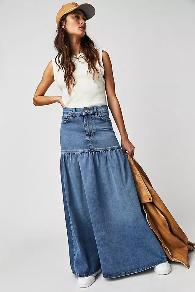 Jordan Maxi Skirt Washed Indigo