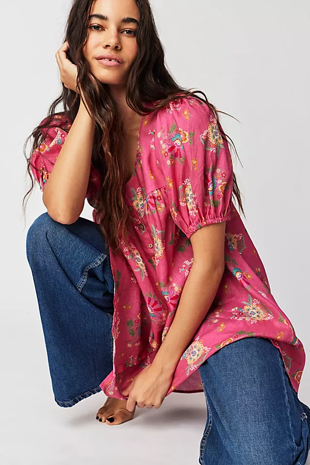 Spell Solstice Linen Tunic Rose