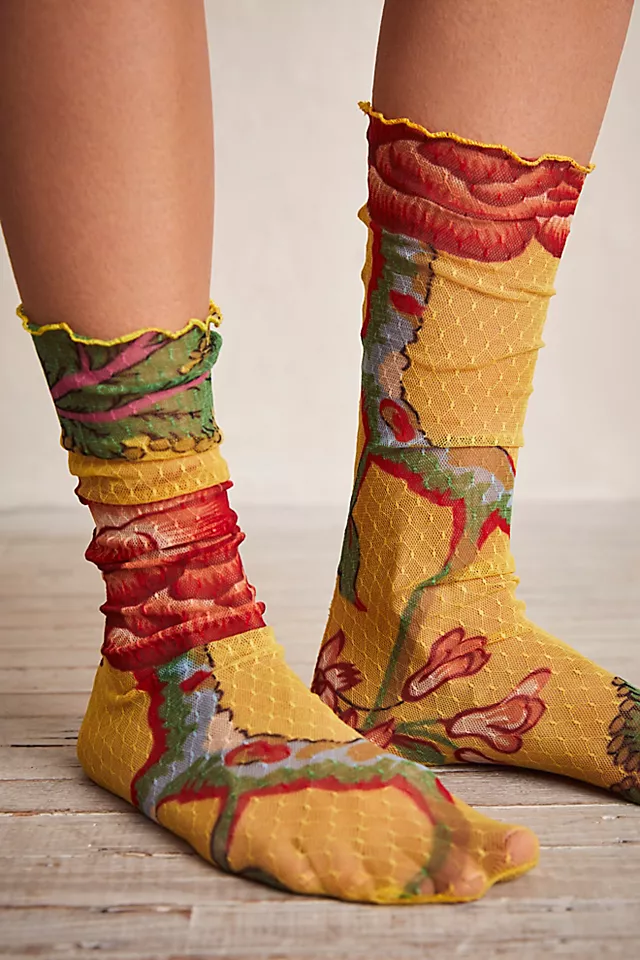 Molly's Garden Sheer Socks Yellow