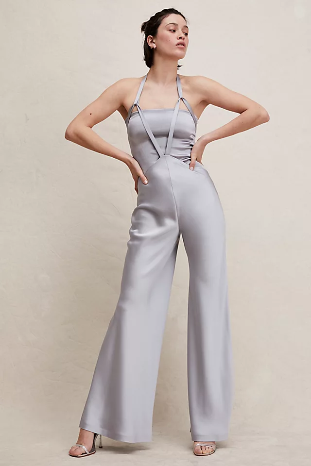 Norma Kamali Halter Bias Pants Silver