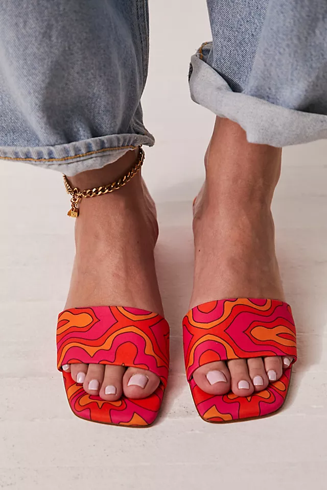 Hey Sunshine Slip On Sandals Orange Fuchsia