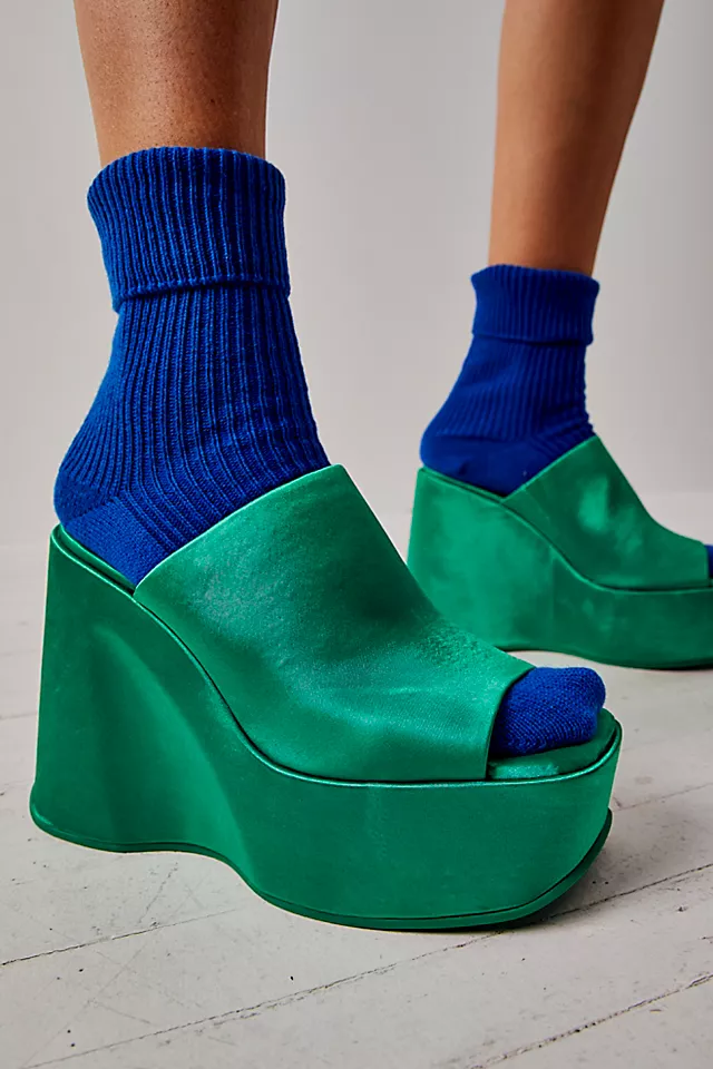 Sydney Satin Wedge Heels Green