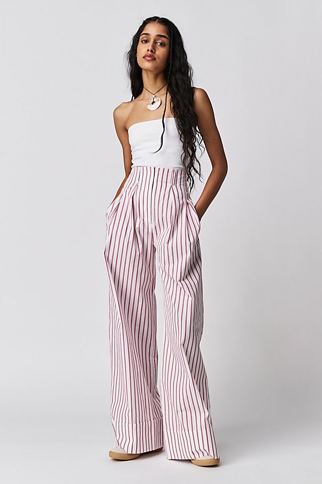 Shona Joy Ribiero High-Waisted Pants Ivory / Roma Red