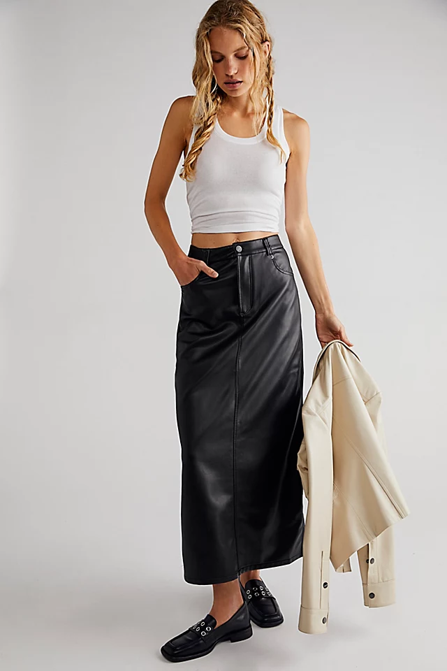 City Slicker Vegan Maxi Skirt Black