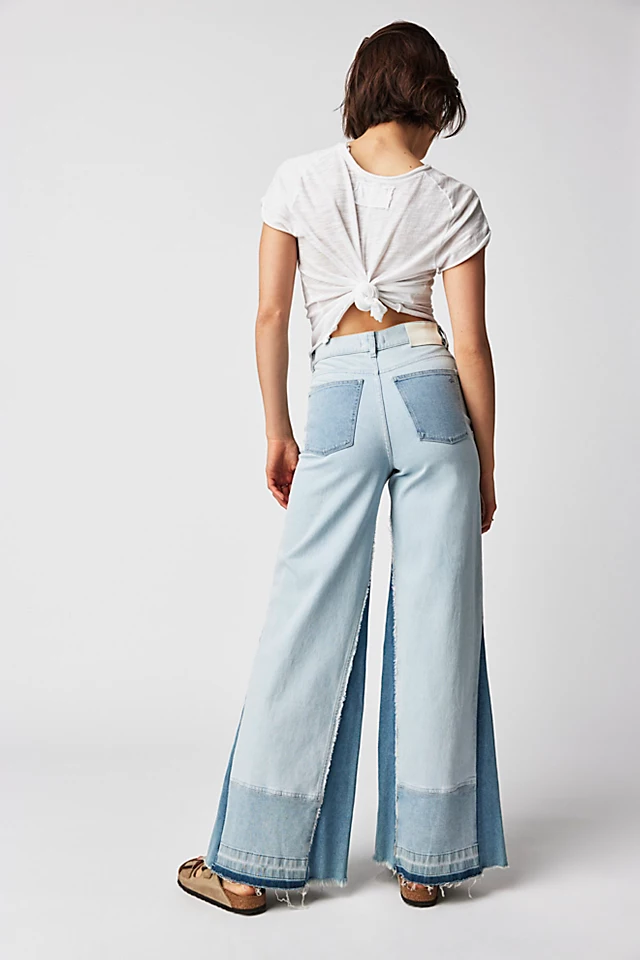 KSENIASCHNAIDER x DL1961 Hepburn Wide-Leg Jeans Patchwork