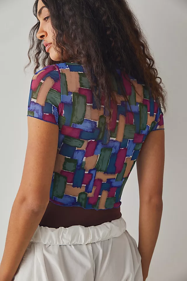 Mosaic Mesh Baby Tee Brush Stroke