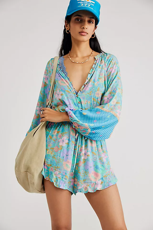 Spell Hibiscus Lane Romper Lagoon