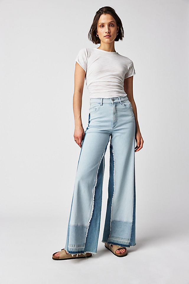 KSENIASCHNAIDER x DL1961 Hepburn Wide-Leg Jeans Patchwork