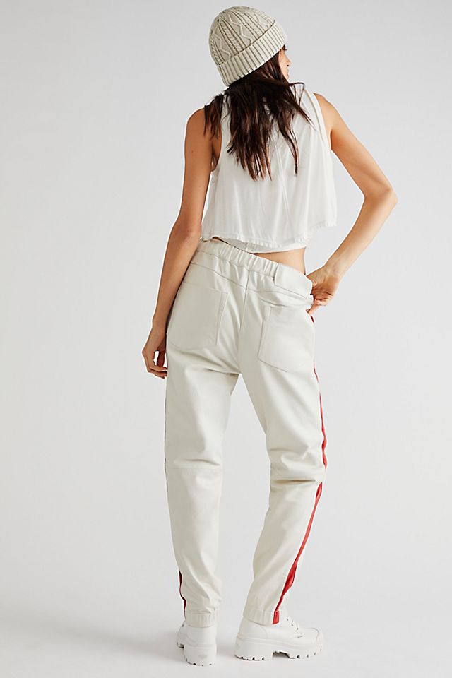 OneTeaspoon Red Line Leather Track Pants White Lines
