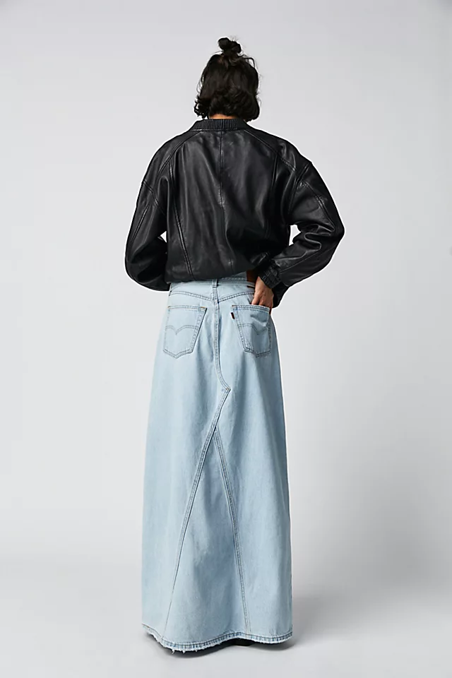 Levi's Iconic Belted Long Skirt Light Indigo Worn In